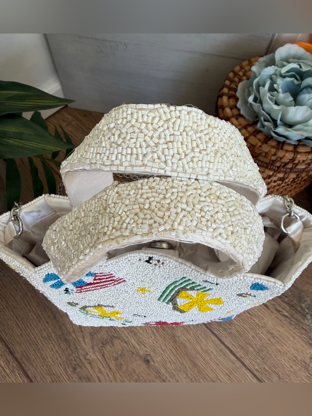 India Hand-Beaded Crossbody Beach Seaside Tote Bag – NWT - Mother’s Day Gift - Picture 6 of 9